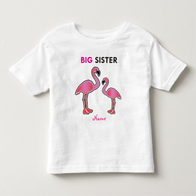 Candy Big Sister Flamingo Personalisiert lernen Kleinkind T-shirt (Vorderseite)