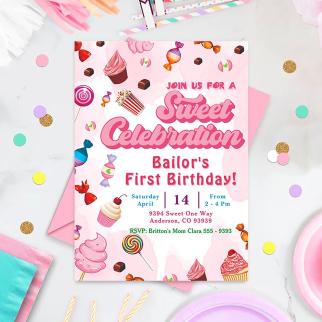 Candy Birthday Einladung das erste Party (Von Creator hochgeladen)