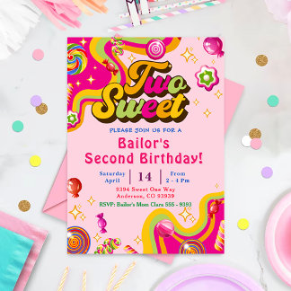 Candy Birthday Einladung zwei süße Party