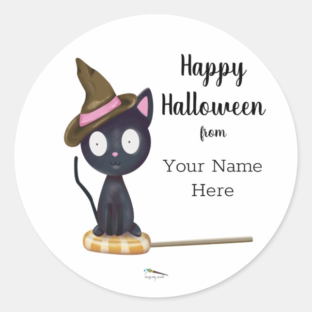 Candy Black Cat Halloween Custom Runder Aufkleber (Vorderseite)