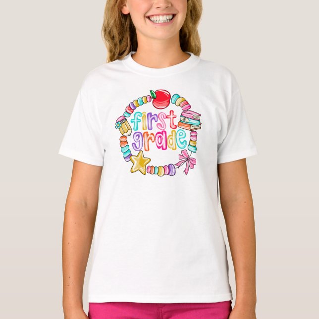 Candy Bracelet Colorful First Grade T-Shirt (Vorderseite)