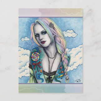 Candy Bubblegoth Pastel Goth tattoos Girl Rainbow Postkarte