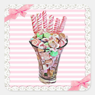 Candy Buffet Pink Bow Whimsical Stickers