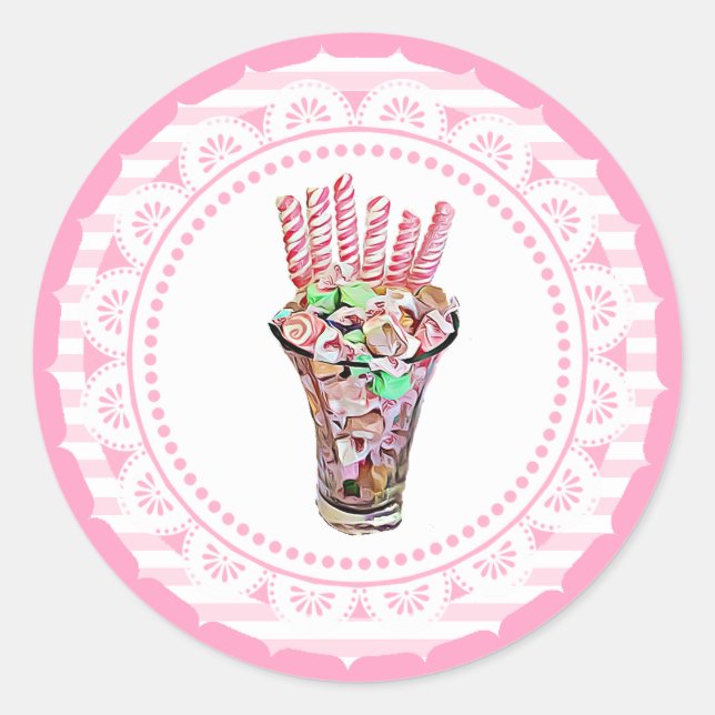 Candy Buffet Pink Whimsical Stickers (Vorderseite)