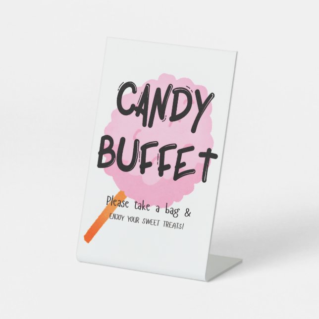 Candy Buffet Signieren Niedliches Cotton Candy Par Sockelschild (Vorderseite)