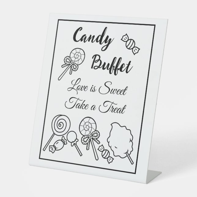 Candy Buffet Tischschild für Hochzeit Sockelschild (Vorderseite)