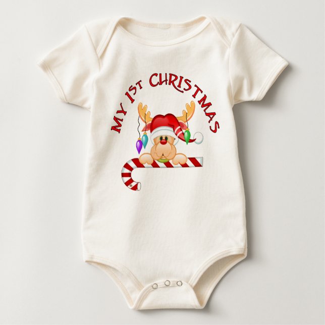 Candy Cane 1. Weihnachten Baby T-shirt (Vorderseite)