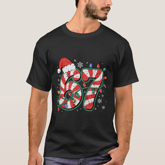 Candy Cane 67 Funny Christmas 67 Six Seven Candy C T-Shirt (Vorderseite)