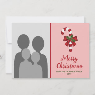 Candy Cane auf rosa mit Foto Feiertagskarte