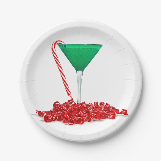 Candy Cane aus Martini-Glas Pappteller (Vorderseite)