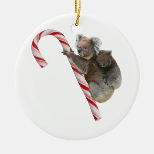 Candy Cane Australian Koala Bears Keramikornament (Vorne)