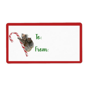 Candy Cane Australian Koala Bears Label