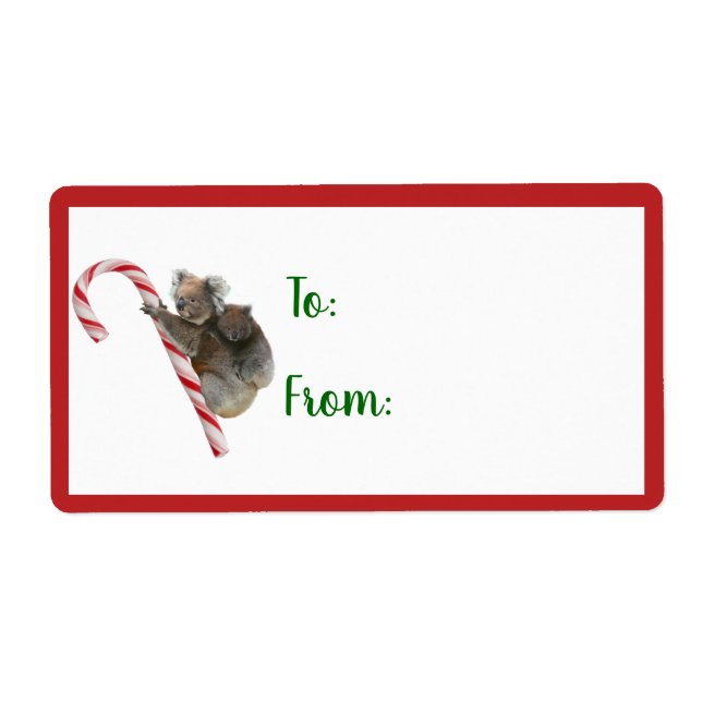 Candy Cane Australian Koala Bears Label (Vorne)