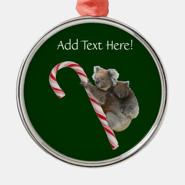 Candy Cane Australian Koala Bears Silbernes Ornament (Vorne)