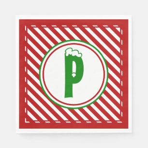 Candy Cane Basics Red/White Monogram Serviette