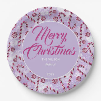 Candy Cane Berry Paper Tellers Pappteller