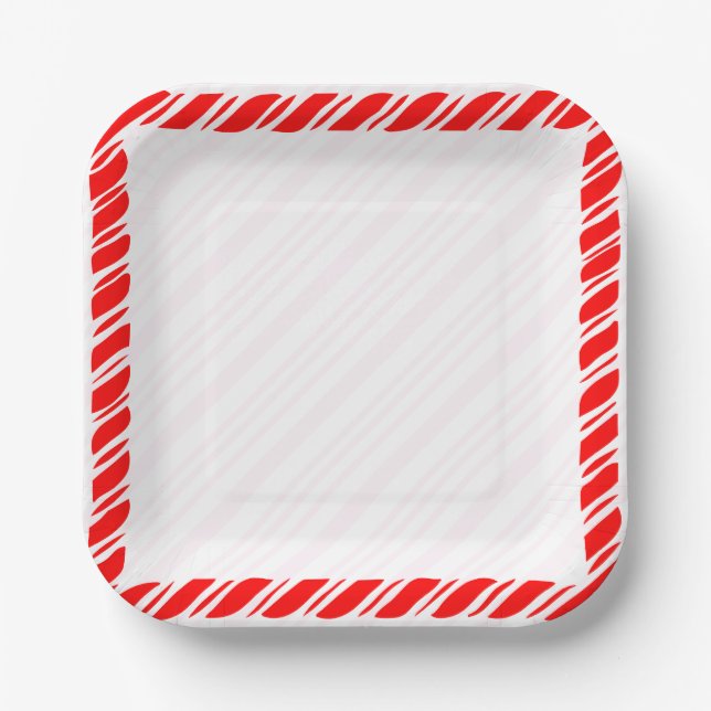 Candy Cane Border Weihnachtsdekor Custom Pappteller (Vorderseite)