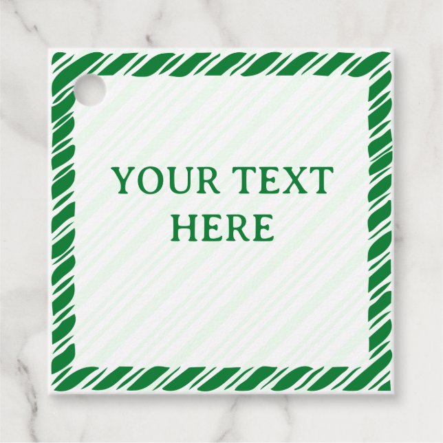 Candy Cane Border Weihnachtsdekor Custom Text Geschenkanhänger (Vorderseite)