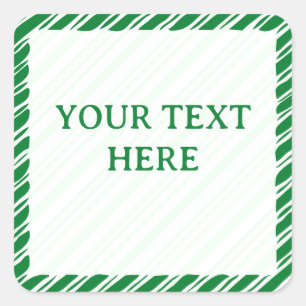 Candy Cane Border Weihnachtsdekor Custom Text Quadratischer Aufkleber