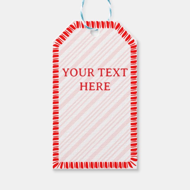 Candy Cane Border Weihnachtsweihnachtsstext Geschenkanhänger (Vorderseite)