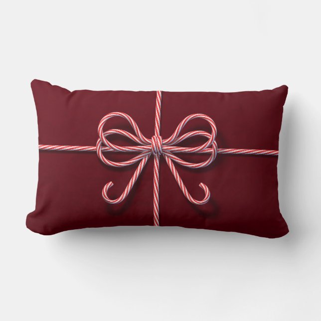 Candy Cane Bow Lumbar Pillow Lendenkissen (Vorderseite)