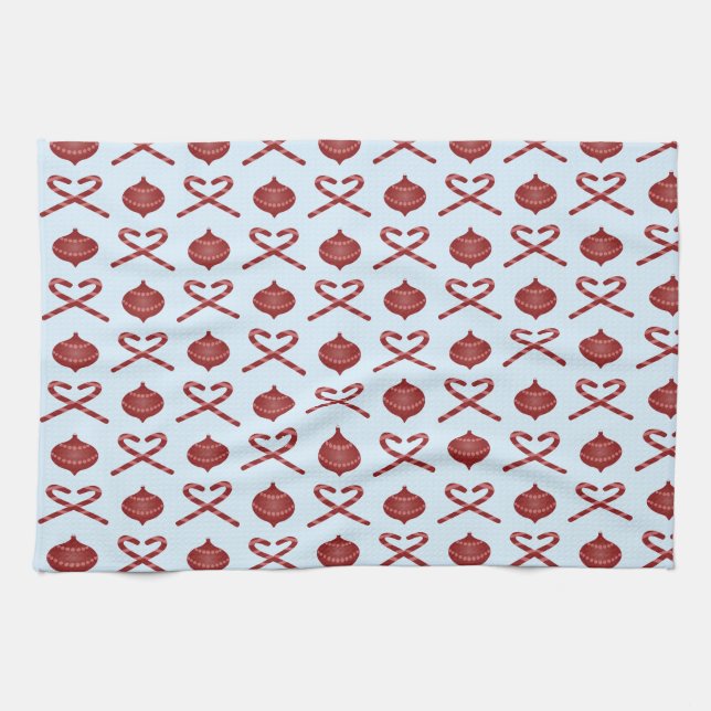 Candy Cane Bows und Ornamente Geschirrtuch (Horizontal)