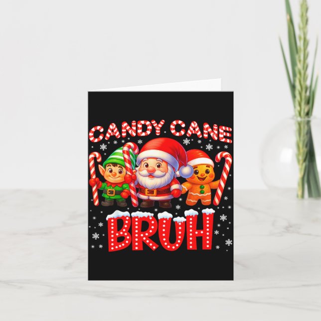 Candy Cane Bruh Cute Santa Elf Christmas Xmas Boy  Karte (Vorderseite)