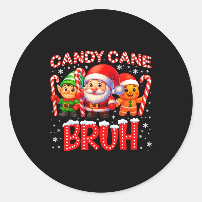 Candy Cane Bruh Cute Santa Elf Christmas Xmas Boy  Runder Aufkleber (Vorderseite)