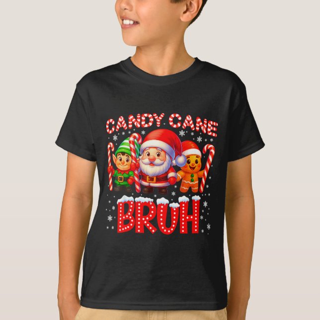 Candy Cane Bruh Cute Santa Elf Christmas Xmas Boy  T-Shirt (Vorderseite)
