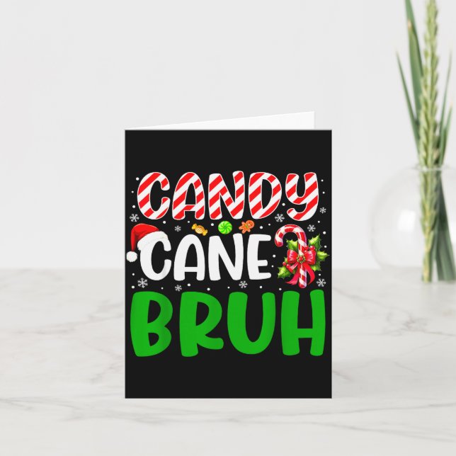 Candy Cane Bruh Funny Christmas Family Matching Xm Karte (Vorderseite)
