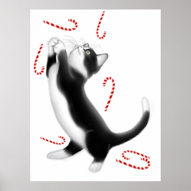 Candy Cane Cat Toys drucken Poster (Vorne)