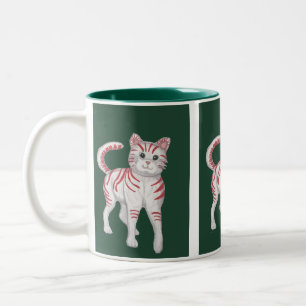 Candy Cane Cat Zweifarbige Tasse