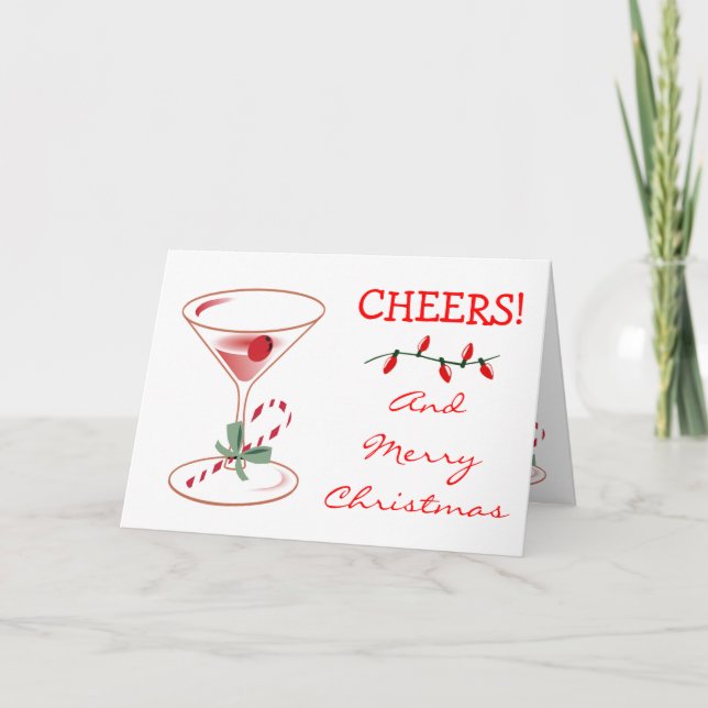 Candy Cane Cheers Weihnachten Martini Holiday Ligh Karte (Vorderseite)