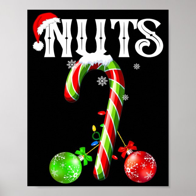 Candy Cane Chest Nuts Couples Funny Chestnuts Xmas Poster (Vorne)