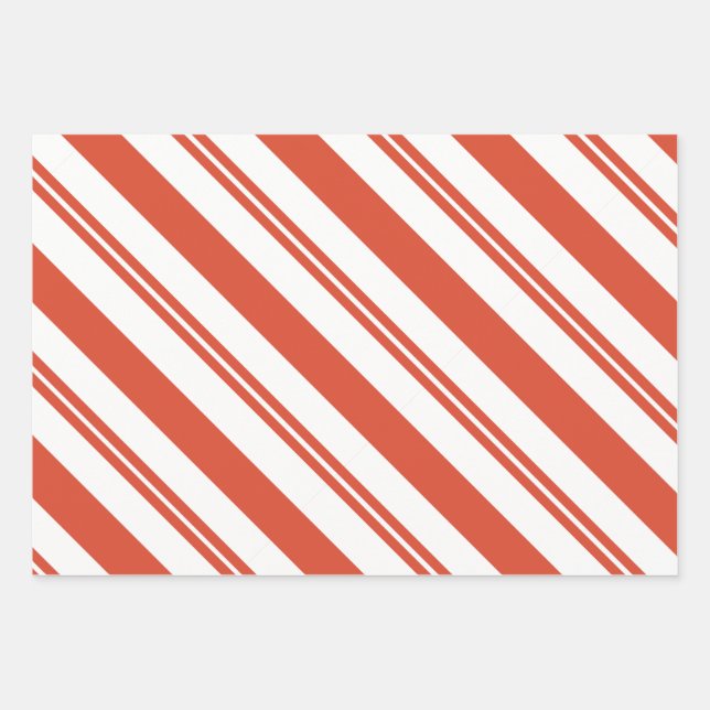 Candy Cane Chorus Diagonal Flat Sheet Set of 3 Geschenkpapier Set (Vorderseite)