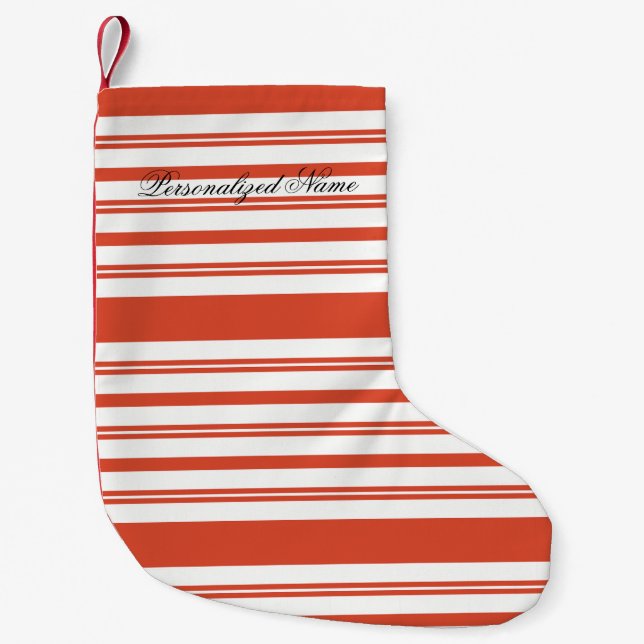 Candy Cane Chorus-Stripe-Horizontal Kleiner Weihnachtsstrumpf (Vorderseite)