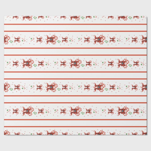 Candy Cane Chorus Wrapping Paper Geschenkpapier (Saum)