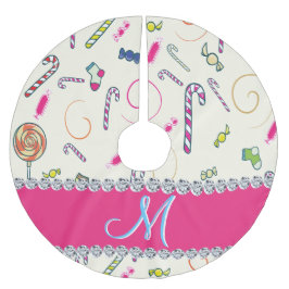 Candy Cane Christmas Brushed Polyester Tree Skirt Polyester Weihnachtsbaumdecke