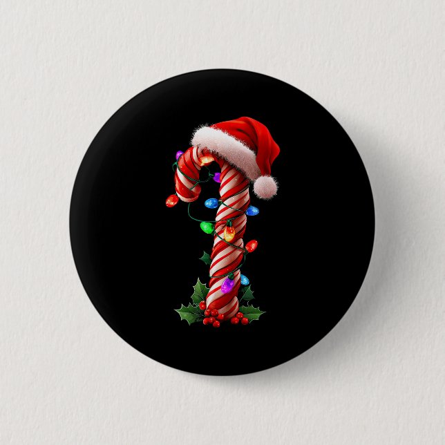 Candy Cane Christmas Design Boys Girls Kids Adults Button (Vorderseite)