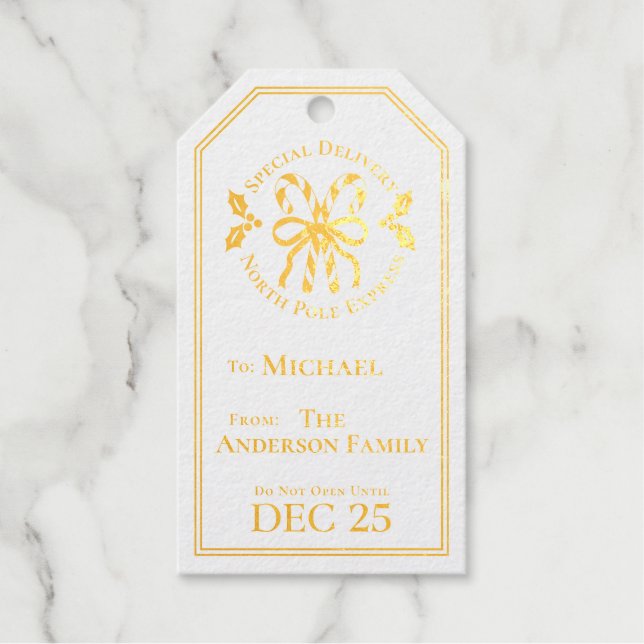 Candy Cane Christmas Foil Gift Tag Geschenkanhänger (Vorderseite)