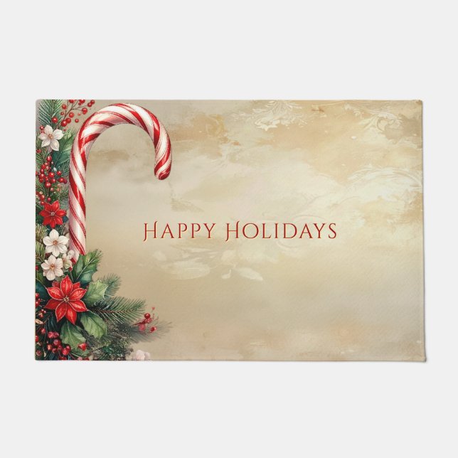 Candy Cane Christmas Holiday Doormat Fußmatte (Vorderseite)
