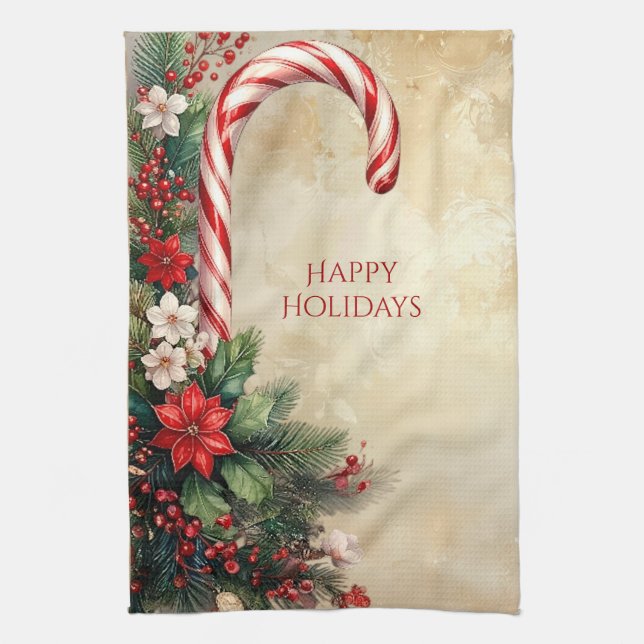 Candy Cane Christmas Holiday Kitchen Towel Geschirrtuch (Vertikal)
