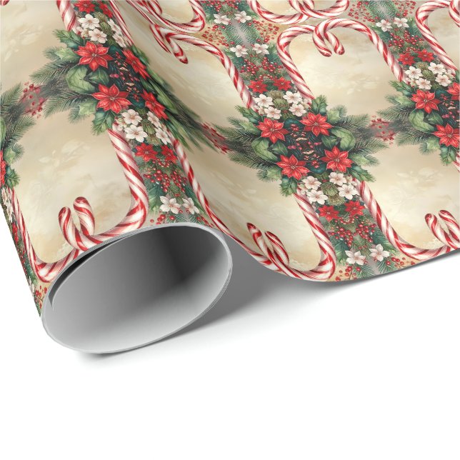 Candy Cane Christmas Holiday Wrapping Paper Geschenkpapier (Rolleneckpunkt)