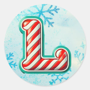Candy Cane Christmas "L" Sticker, Feste Streifen Runder Aufkleber