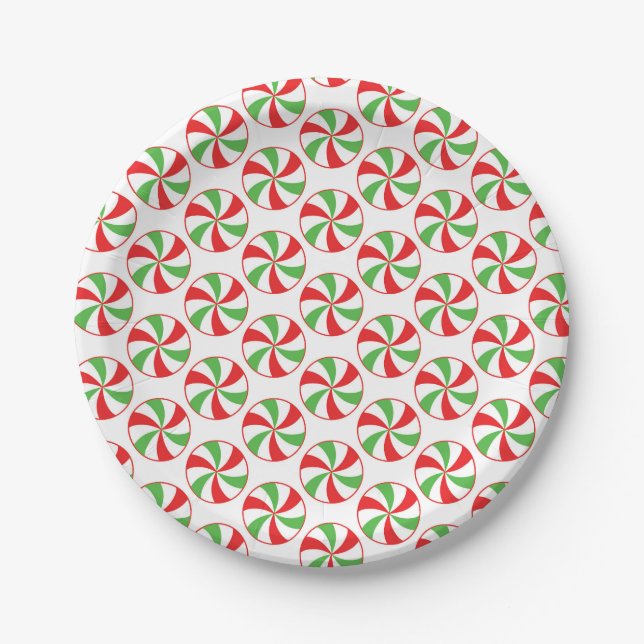 Candy Cane Christmas Party Paper Plates Pappteller (Vorderseite)
