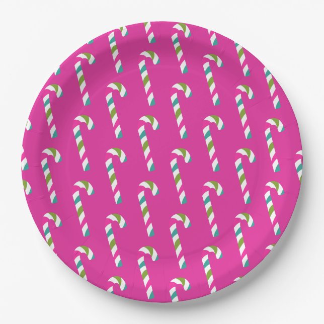 Candy Cane Christmas Red Pappteller (Vorderseite)