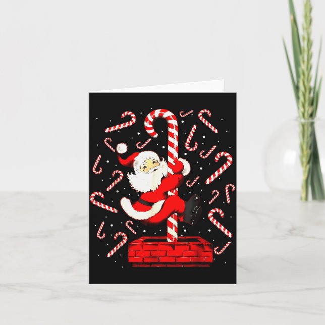 Candy Cane Christmas Santa Funny Lights Xmas Men W Karte (Vorderseite)