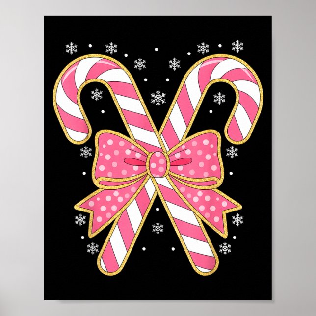 Candy Cane Christmas Season Girls Womens Retro Coq Poster (Vorne)