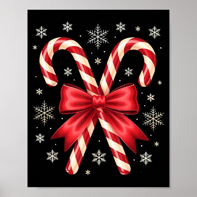 Candy Cane Christmas Season Girls Womens Retro Coq Poster (Vorne)