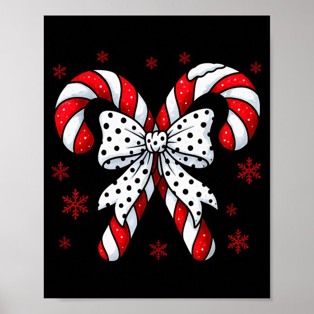 Candy Cane Christmas Season Girls Womens Retro Coq Poster (Vorne)